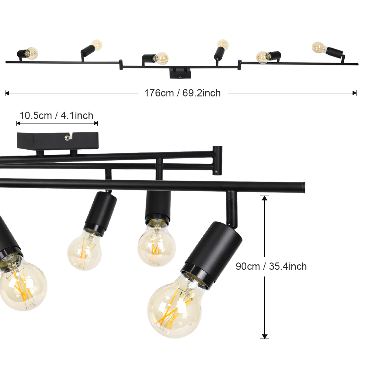 Ceiling Lights With 6 Blubs Black Colour