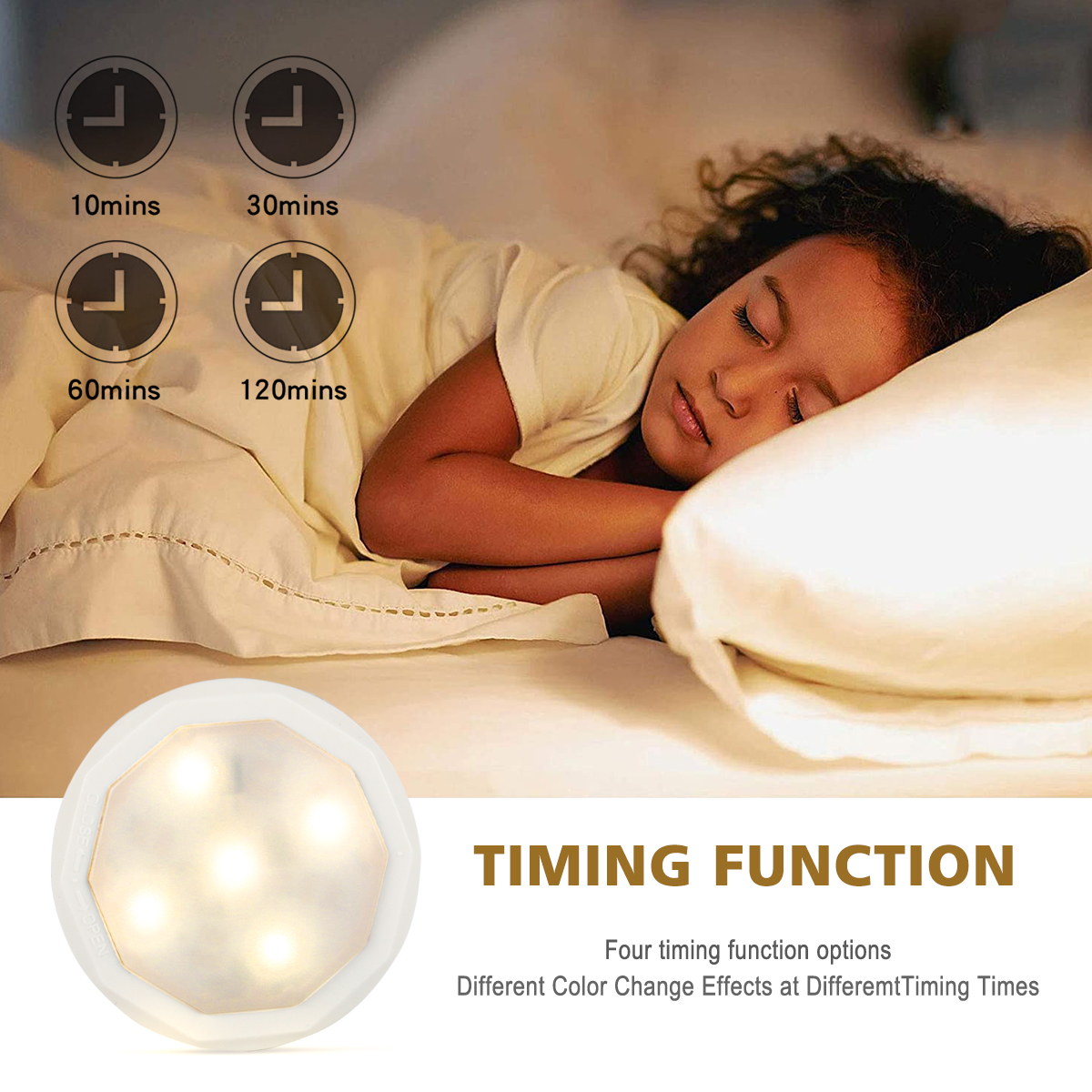 LED Round Night Light White with Battery