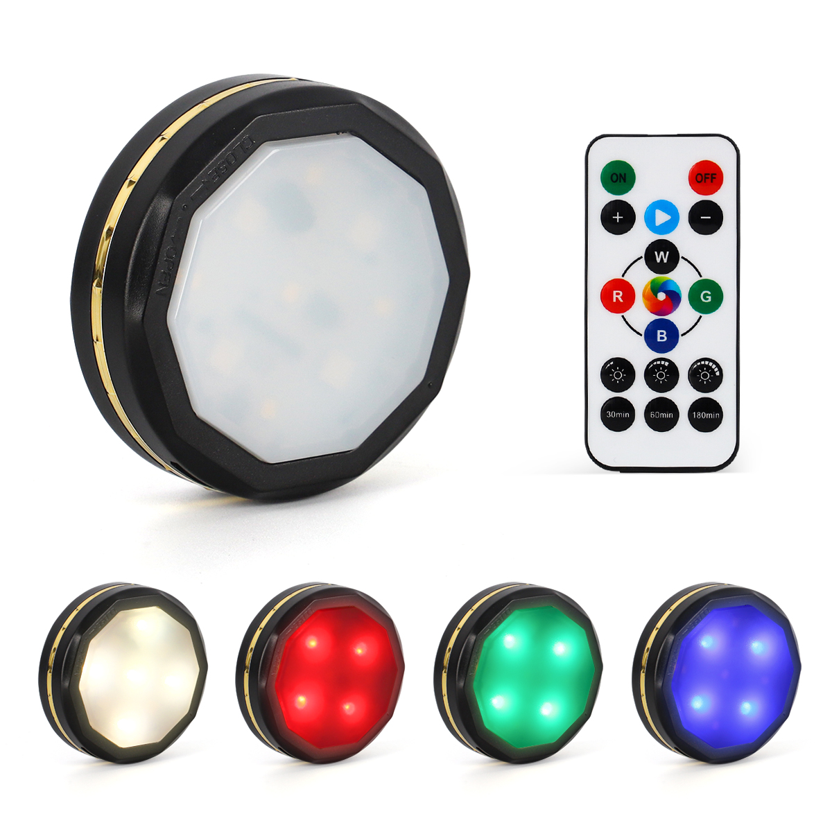 Round Night Light Black RGB Color with recharge