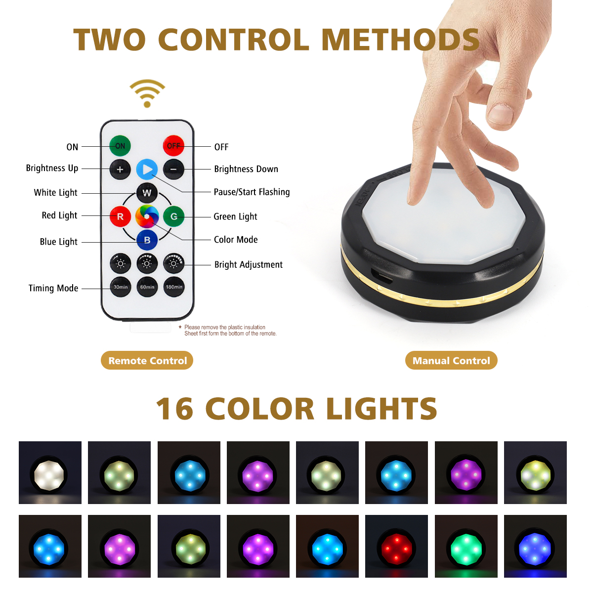 LED Round Night Light Black RGB Color with recharge