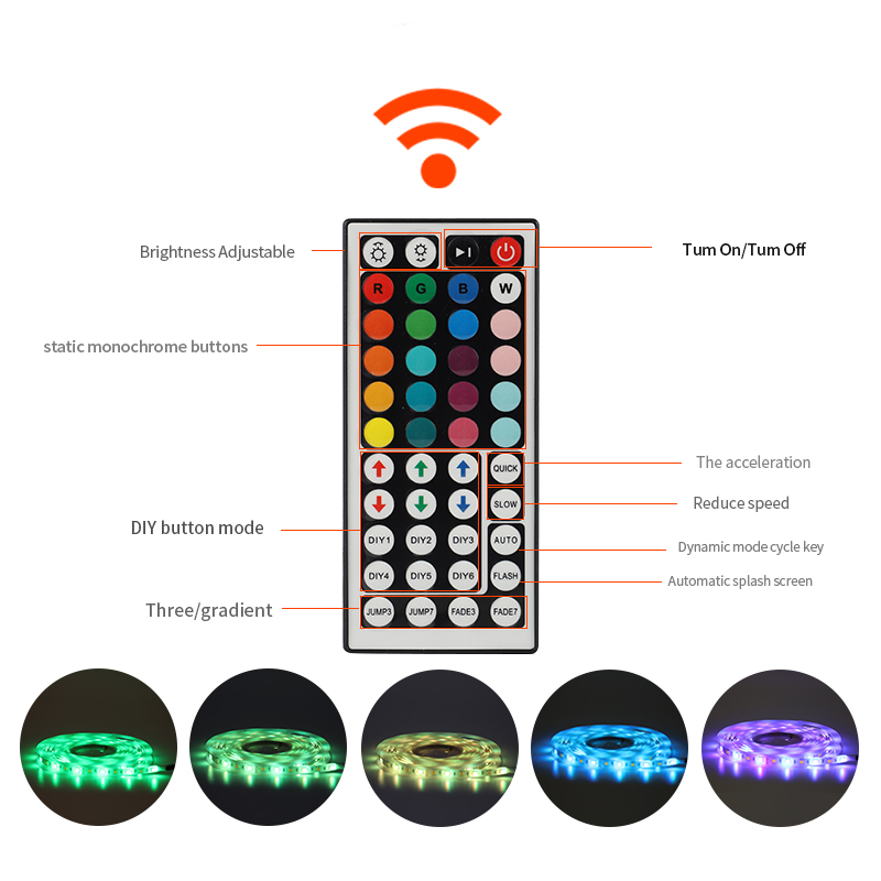 5M Strip Light With 5050 RGB LED 44 Key Remote Control APP Control  