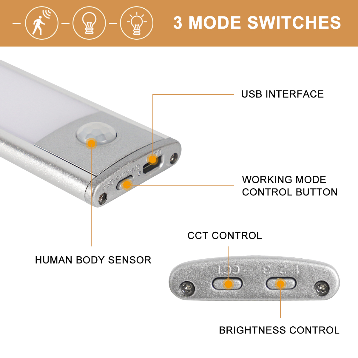 Wireless Smart cabinet light rechargeable